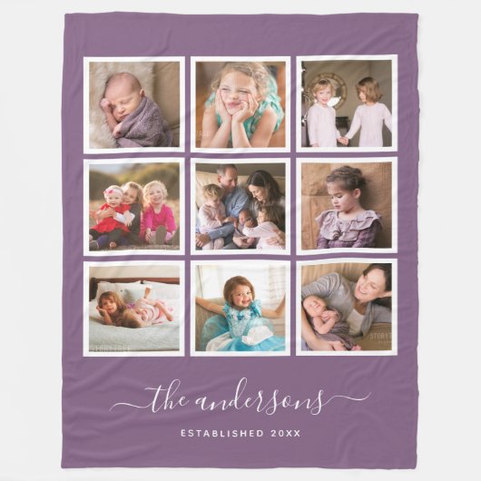 Bearbeitbares Hintergrundfarbfoto-Collage-Skript Fleecedecke (Vorderseite)