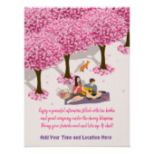 Bearbeitbares Kirschblüten-Picknick-Poster Poster (Vorderseite)