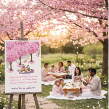 Bearbeitbares Kirschblüten-Picknick-Poster