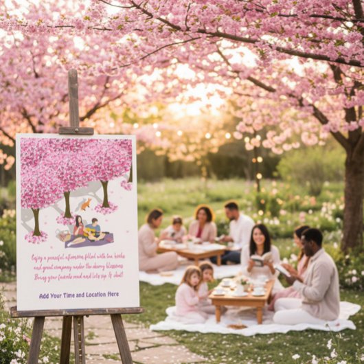 Bearbeitbares Kirschblüten-Picknick-Poster Poster
