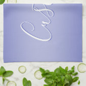 Bearbeitbares kursives Skript | Weißes und Lila Vi Geschirrtuch (Gefaltet)