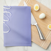 Bearbeitbares kursives Skript | Weißes und Lila Vi Geschirrtuch (Viertel Falte)