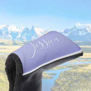 Bearbeitbares kursives Skript   Weißes und Lila Vi Golf Headcover