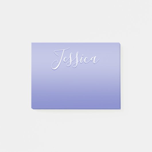 Bearbeitbares kursives Skript | Weißes und Lila Vi Post-it Klebezettel (Vorderseite)