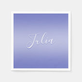 Bearbeitbares kursives Skript | Weißes und Lila Vi Serviette (Vorderseite)