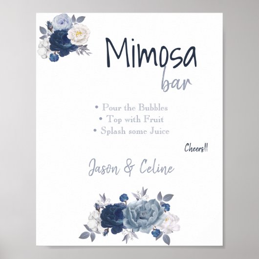 Bearbeitbares Mimosa-Bar-Schild zum Ausdrucken Poster (Vorne)