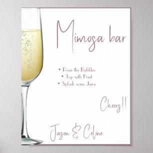 Bearbeitbares Mimosa-Bar-Schild zum Ausdrucken Poster