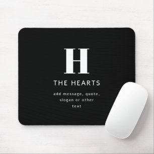 Bearbeitbares modernes Monogramm Name & Nachricht Mousepad