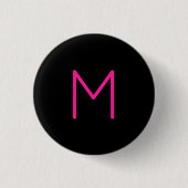 Bearbeitbares modernes rosa & schwarzes Monogramm Button (Vorderseite)