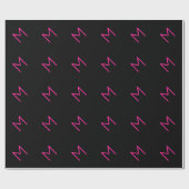 Bearbeitbares modernes rosa & schwarzes Monogramm Geschenkpapier (Flach)