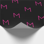 Bearbeitbares modernes rosa & schwarzes Monogramm Geschenkpapier (Ecke)