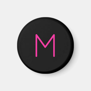 Bearbeitbares modernes rosa & schwarzes Monogramm Magnet