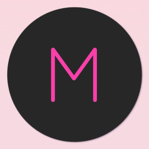 Bearbeitbares modernes rosa und schwarzes Monogram Runder Aufkleber