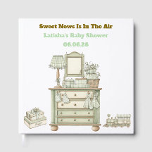 Bearbeitbares neutrales Vintage-Baby-Shower-Gästeb