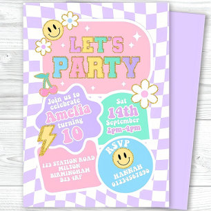 Bearbeitbares Preppy Lass uns feiern Smiley Geburt Einladung