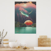 Bearbeitbares psychedelisches Flugfisch-Kunstposte Poster (Küche)