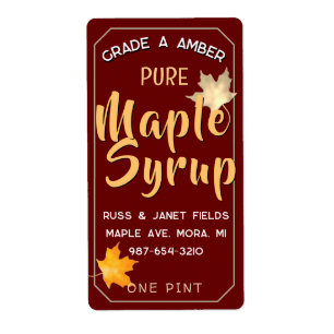 bearbeitbares PURE MAPLE SYRUP Jug-Etikett mit Blä
