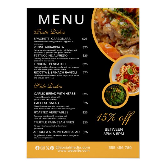 Bearbeitbares Restaurant-Menü-Poster Poster (Vorderseite)