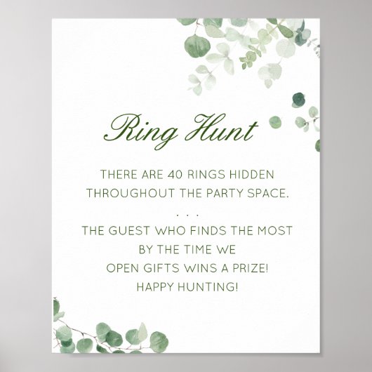 Bearbeitbares Ring Hunt Brautparty-Spielposter Poster (Vorne)