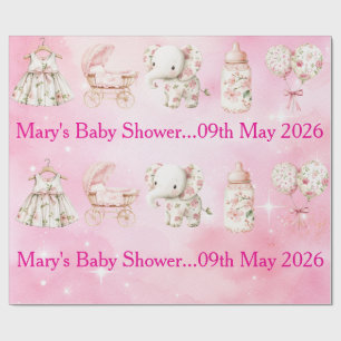 Bearbeitbares rosa Chinoiserie-Geschenkpapier Geschenkpapier