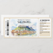 Bearbeitbares Salzburger Flugzeug Ticket, Austria Einladung (Vorne/Hinten)