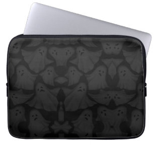 Bearbeitbares Schwarz Orange Kürbis Halloween Laptopschutzhülle
