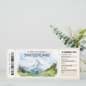 Bearbeitbares Schweizer Flugzeug Ticket, Schweiz Einladung (Stehend Vorderseite)
