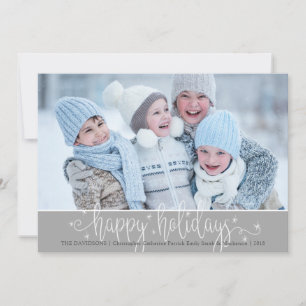 Bearbeitbares Silber-Grau und Weiß HAPPY HOLIDAYS  Feiertagskarte