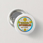 Bearbeitbares Smiley-Gesicht-Schulberater-Schild | Button (Vorne & Hinten)