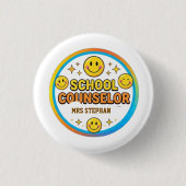 Bearbeitbares Smiley-Gesicht-Schulberater-Schild | Button (Vorderseite)