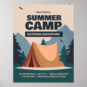 Bearbeitbares Sommer-Spaß-Camp, Zurück zur Natur-C Poster