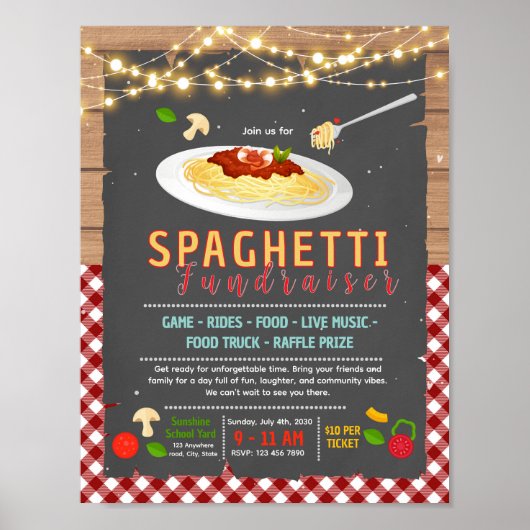 Bearbeitbares Spaghetti-Spendenaktion-Flugblatt Poster (Vorne)