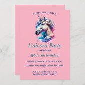 Bearbeitbares Unicorn-Party Einladung (Vorne/Hinten)
