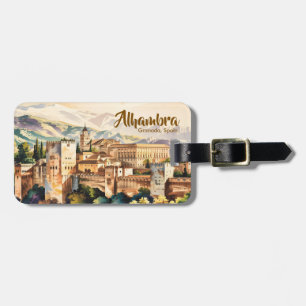 Bearbeitbares Vintage Granada Spanien Alhambra Aqu Gepäckanhänger