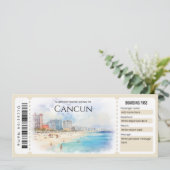 Bearbeiten des Boarding-Tickets für Cancun-Flugzeu Einladung (Stehend Vorderseite)