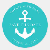 Bearbeiten des Hintergrundfarbanchors Save the Dat Runder Aufkleber (Vorderseite)