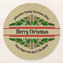 Bearbeiten des Namens Text passend Weihnachten 20x Runder Pappuntersetzer