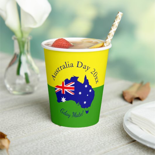 Bearbeiten des Textjahres zum Australientag Pappbecher (In Situ)