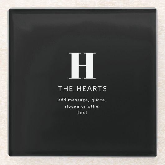 Bearbeiten moderner Name und Meldung für Monogramm Glasuntersetzer (Vorderseite)