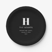 Bearbeiten moderner Name und Meldung für Monogramm Pappteller (Vorderseite)