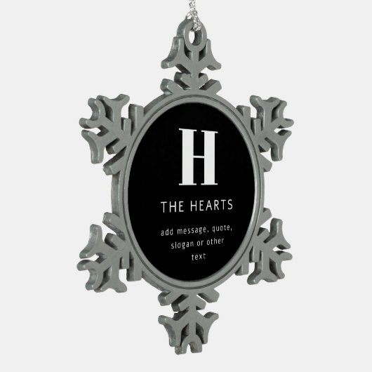 Bearbeiten moderner Name und Meldung für Monogramm Schneeflocken Zinn-Ornament (Links)