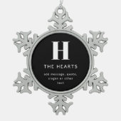 Bearbeiten moderner Name und Meldung für Monogramm Schneeflocken Zinn-Ornament (Vorderseite)