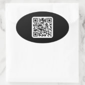 Bearbeiten moderner QR-Code | Schwarz-weiß oder fa Ovaler Aufkleber (Tasche)