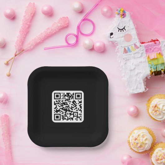 Bearbeiten moderner QR-Code | Schwarz-weiß oder fa Pappteller (Party)