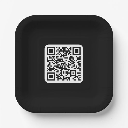 Bearbeiten moderner QR-Code | Schwarz-weiß oder fa Pappteller (Vorderseite)