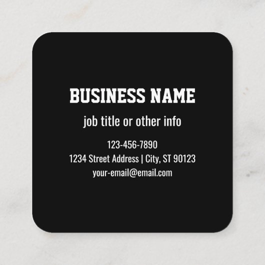 Bearbeiten moderner QR-Code | Schwarz-weiß oder fa Quadratische Visitenkarte (Rückseite)