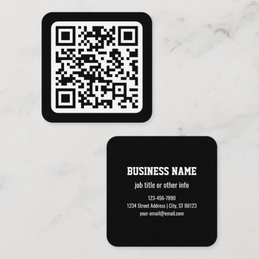 Bearbeiten moderner QR-Code | Schwarz-weiß oder fa Quadratische Visitenkarte (Vorne/Hinten)