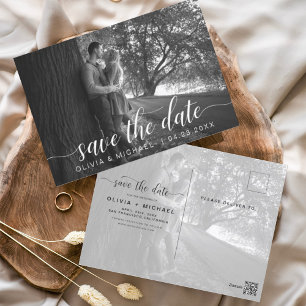Bearbeiten Save the Date Weißes handgeschriebenes Postkarte