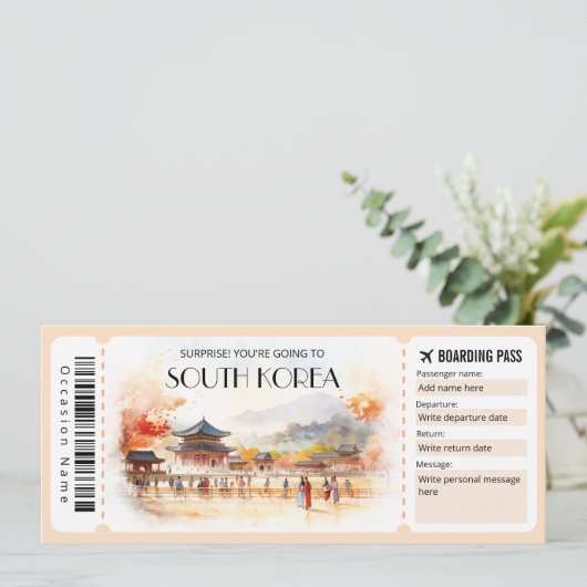 Bearbeiten Sie das Ticket für den Boarding Südkore Einladung (Stehend Vorderseite)