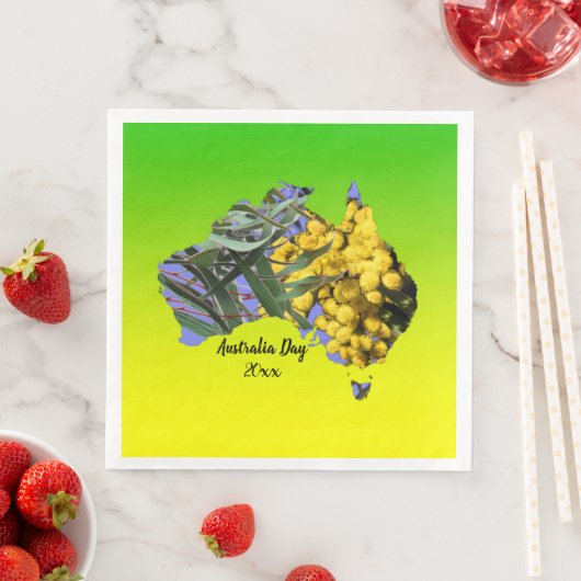 Bearbeiten Sie Text Australia Day Gum Leaf Wattle  Serviette (Beispiel)